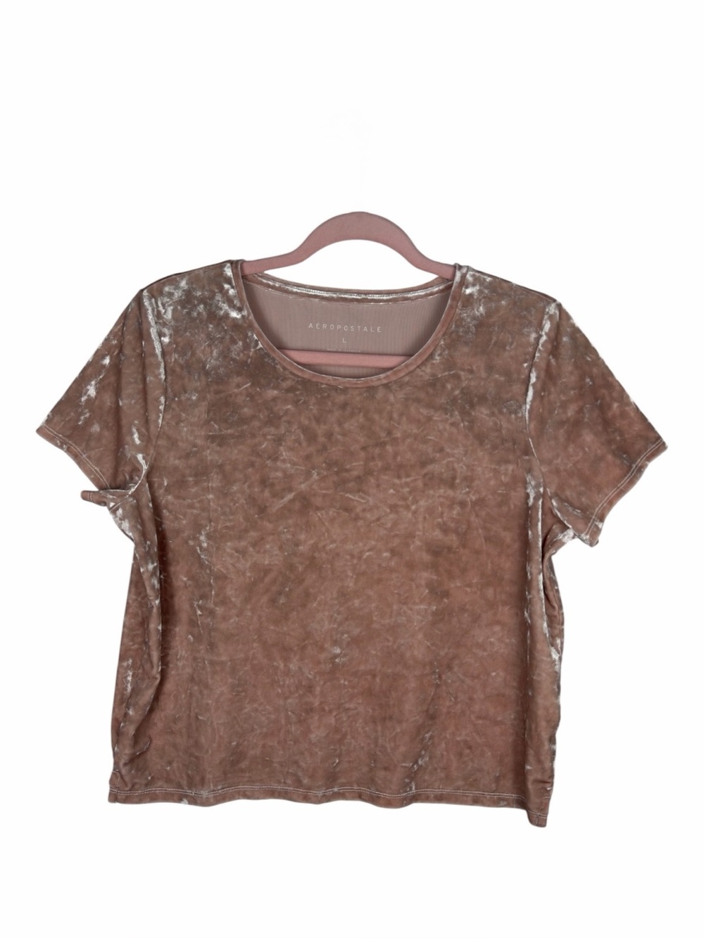 Aeropostale NWOT Women’s Pink Velour Feel Short Sleeve Top. Size Large.